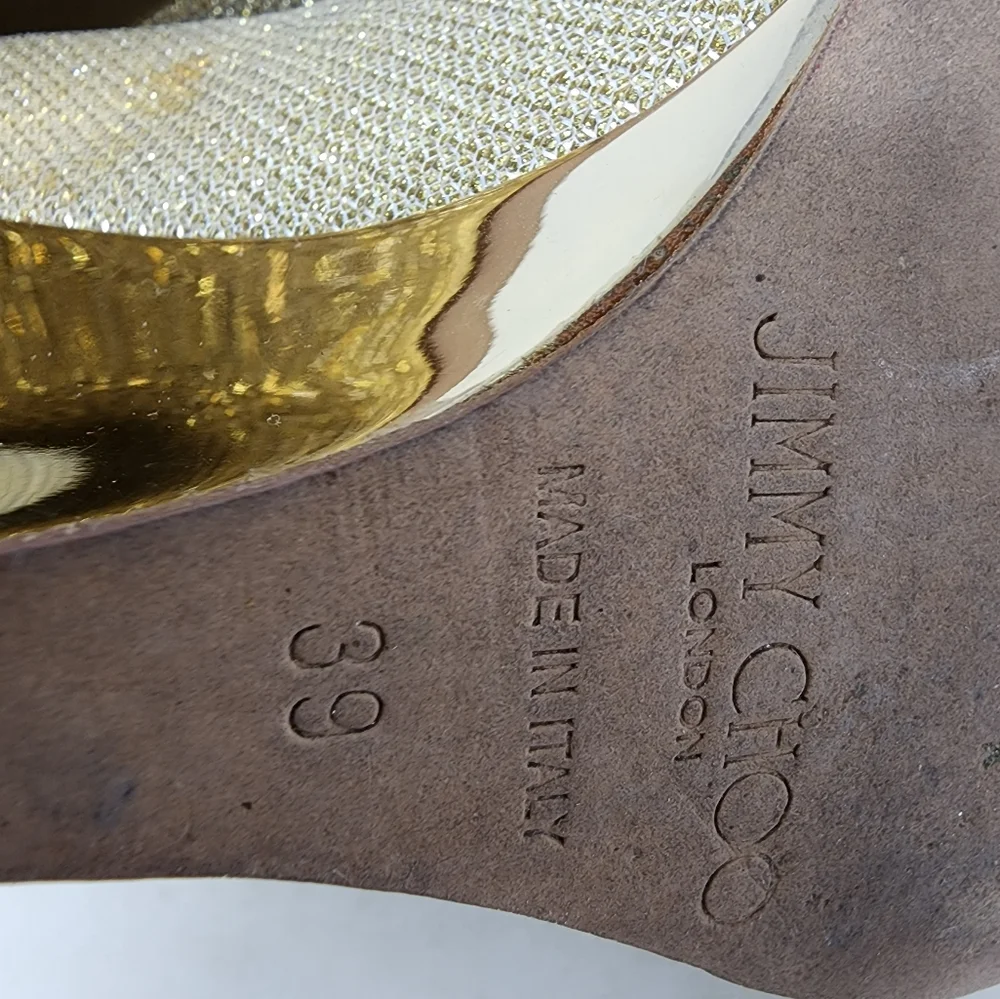 Jimmy Choo Gold Mesh Wedges